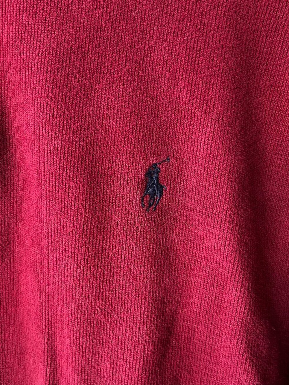 Polo Ralph Lauren XL Burgundy Quarter Zip Sweater Cotton Pony Logo Pullover - Picture 3 of 7